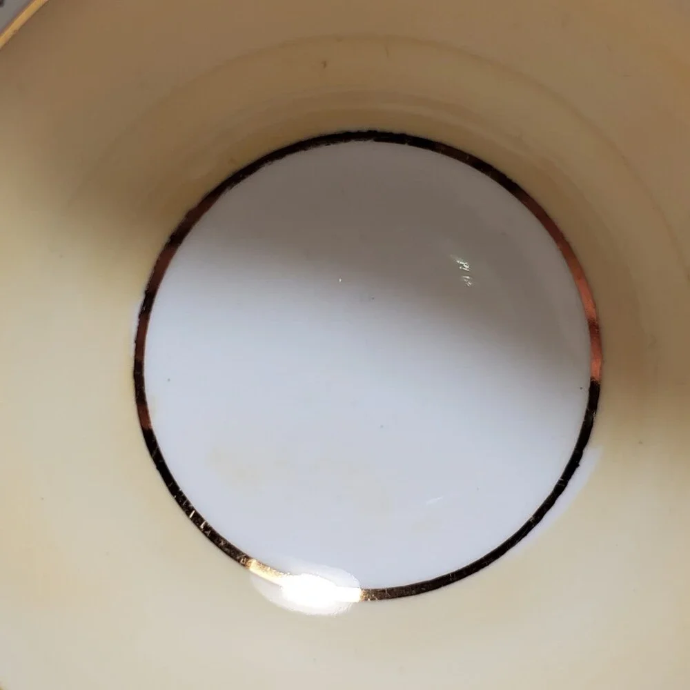 Aynsley Teacup and Saucer Yellow Unique Border Vintage
